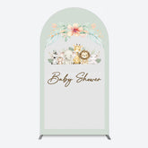 Aperturee - Aperturee Safari Green Leaf Floral Baby Shower Arch Backdrop